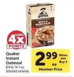 Safeway Quaker Instant Oatmeal offer