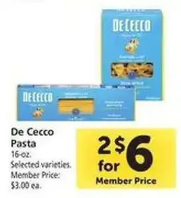 Safeway De Cecco Pasta offer