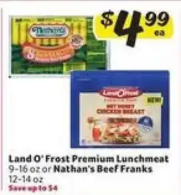 Winn Dixie Land O' Frost Premium Lunchmeat or Nathan's Beef Franks offer