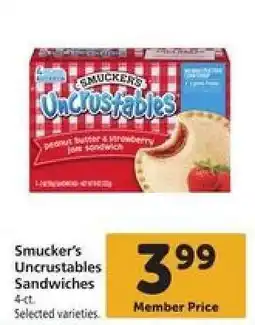 Safeway Smucker's Uncrustables Sandwiches offer