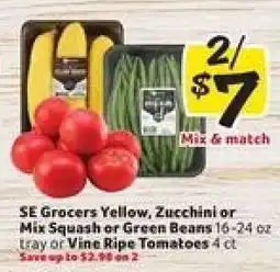 Winn Dixie SE Grocers Yellow, Zucchini or Mix Squash or Green Beans or Vine Ripe Tomatoes offer