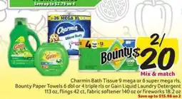 Winn Dixie Charmin Bath Tissue, Bounty Paper Towels, Gain Laundry Products offer