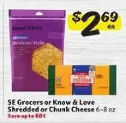 Winn Dixie SE Grocers or Know & Love Shredded or Chunk Cheese offer