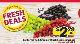 Winn Dixie California Red, Green or Black Seedless Grapes offer