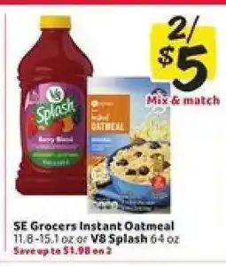 Winn Dixie SE Grocers Instant Oatmeal or V8 Splash offer