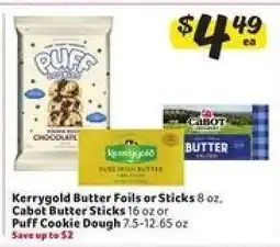 Winn Dixie Kerrygold Butter Foils or Sticks, Cabot Butter Sticks, Puff Cookie Dough offer