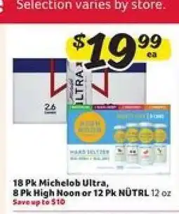 Winn Dixie 18 Pk Michelob Ultra, 8 Pk High Noon or 12 Pk NÜTRL offer