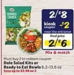 Winn Dixie Dole Salad Kits or Ready to Eat Bowls offer