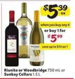 Winn Dixie Riunite or Woodbridge 750 mL or Sunbay Cellars 1.5 L offer