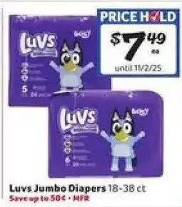 Winn Dixie Luvs Jumbo Diapers offer