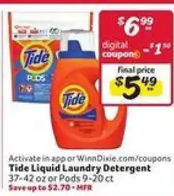 Winn Dixie Tide Liquid Laundry Detergent offer