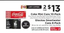 ShopRite Coke Mini Cans 10-Pack / Glacéau Smartwater Cans 8-Pack offer