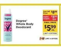 ShopRite Degree Whole Body Deodorant offer