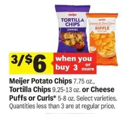 Meijer Meijer Potato Chips, Tortilla Chips, Cheese Puffs or Curls offer