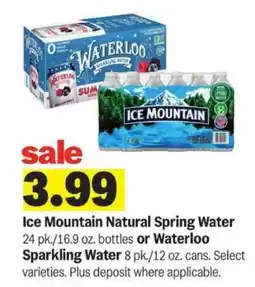 Meijer Ice Mountain Natural Spring Water or Waterloo Sparkling Water offer