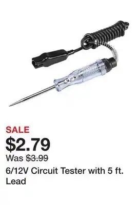 Harbor Freight Tools 6/12V Circuit Tester with 5 ft. Lead offer