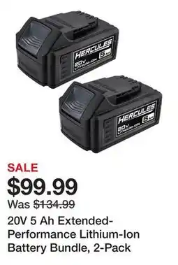 Harbor Freight Tools 20V 5 Ah Extended-Performance Lithium-Ion Battery Bundle, 2-Pack offer