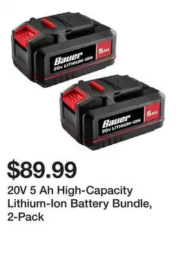 Harbor Freight Tools 20V 5 Ah High-Capacity Lithium-Ion Battery Bundle, 2-Pack offer