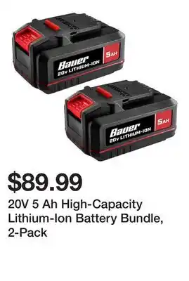 Harbor Freight Tools 20V 5 Ah High-Capacity Lithium-Ion Battery Bundle, 2-Pack offer