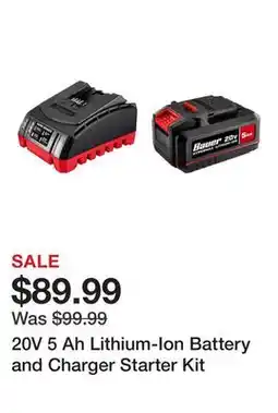 Harbor Freight Tools 20V 5 Ah Lithium-Ion Battery and Charger Starter Kit offer