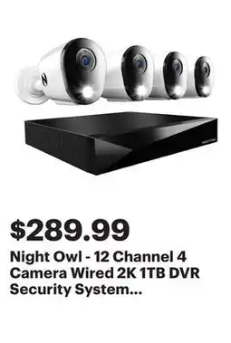 Best Buy Night Owl - 12 Channel 4 Camera Wired 2K 1TB DVR Security System with 2-way Audio - White offer