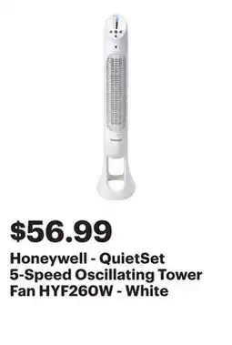 Best Buy Honeywell - QuietSet 5-Speed Oscillating Tower Fan HYF260W - White offer