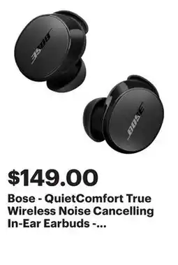 Best Buy Bose - QuietComfort True Wireless Noise Cancelling In-Ear Earbuds - Black offer