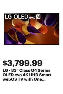 Best Buy LG - 83 Class G4 Series OLED evo 4K UHD Smart webOS TV with One Wall Design (2024) offer