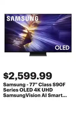 Best Buy Samsung - 77 Class S90F Series OLED 4K UHD SamsungVision AI Smart Tizen TV (2025) offer