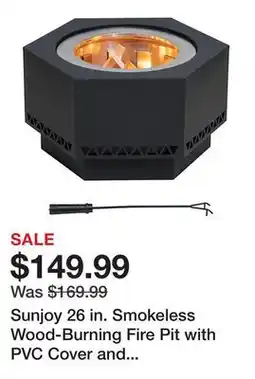 Tractor Supply Company Sunjoy 26 in. Smokeless Wood-Burning Fire Pit with PVC Cover and Fire Poker offer