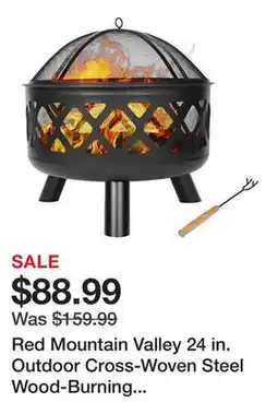Tractor Supply Company Red Mountain Valley 24 in. Outdoor Cross-Woven Steel Wood-Burning Fire Pit, Black offer