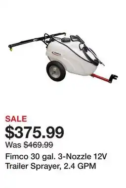 Tractor Supply Company Fimco 30 gal. 3-Nozzle 12V Trailer Sprayer, 2.4 GPM offer
