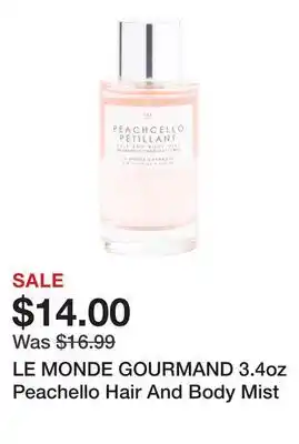 Marshalls LE MONDE GOURMAND 3.4oz Peachello Hair And Body Mist offer