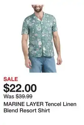 Marshalls MARINE LAYER Tencel Linen Blend Resort Shirt offer