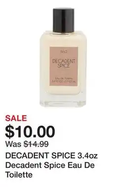 Marshalls DECADENT SPICE 3.4oz Decadent Spice Eau De Toilette offer