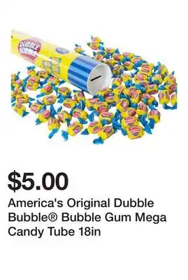Five Below America's Original Dubble Bubble Bubble Gum Mega Candy Tube 18in offer