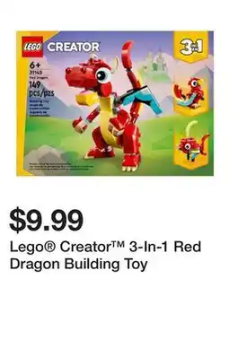 Five Below Lego Creator 3-In-1 Red Dragon Building Toy offer