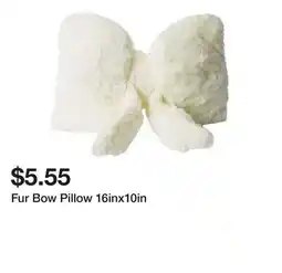 Five Below Fur Bow Pillow 16inx10in offer