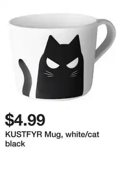 Ikea KUSTFYR Mug, white/cat black offer