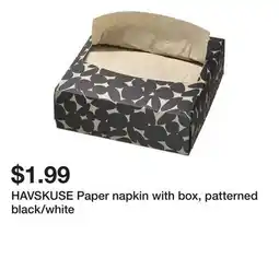 Ikea HAVSKUSE Paper napkin with box, patterned black/white offer