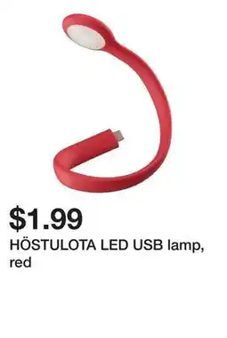 Ikea HÖSTULOTA LED USB lamp, red offer