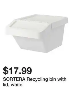 Ikea SORTERA Recycling bin with lid, white offer