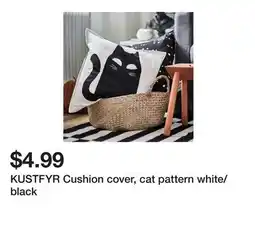 Ikea KUSTFYR Cushion cover, cat pattern white/black offer