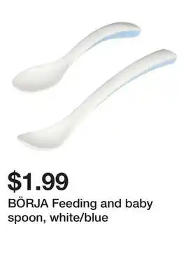 Ikea BÖRJA Feeding and baby spoon, white/blue offer