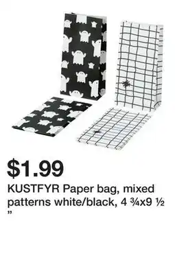 Ikea KUSTFYR Paper bag, mixed patterns white/black, 4 ¾x9 ½ offer