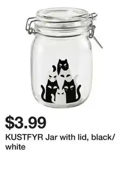 Ikea KUSTFYR Jar with lid, black/white offer