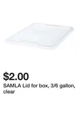 Ikea SAMLA Lid for box, 3/6 gallon, clear offer