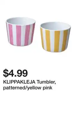 Ikea KLIPPAKLEJA Tumbler, patterned/yellow pink offer