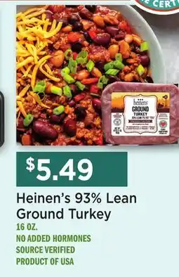 Heinen's Heinen's 93% Lean Ground Turkey offer