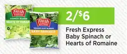 Heinen's Fresh Express Baby Spinach or Hearts of Romaine offer